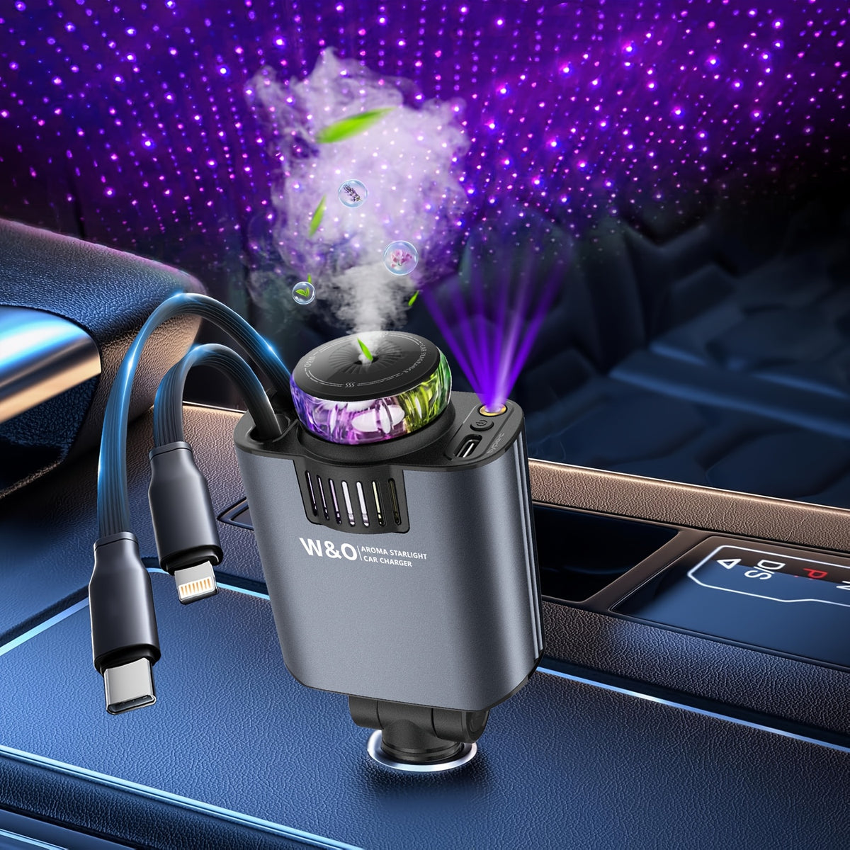 Diffuseur d’Arômes Lumineux & Chargeur Rapide 5-en-1