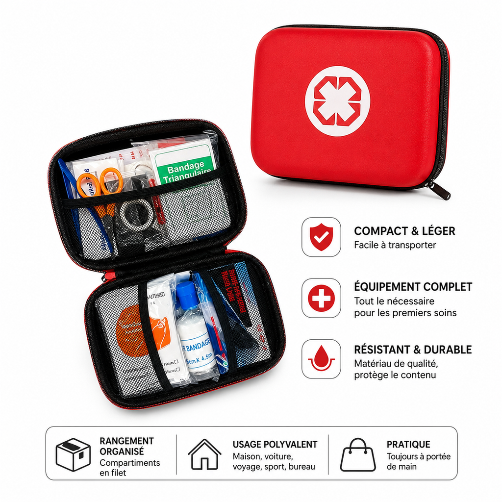 Kit de Premiers Secours Compact – La Sécurité Toujours à Portée de Main