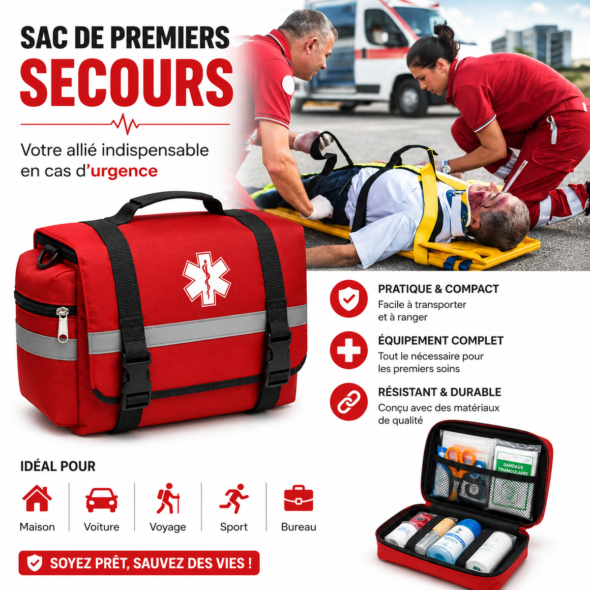 Kit de Premiers Secours Compact – La Sécurité Toujours à Portée de Main