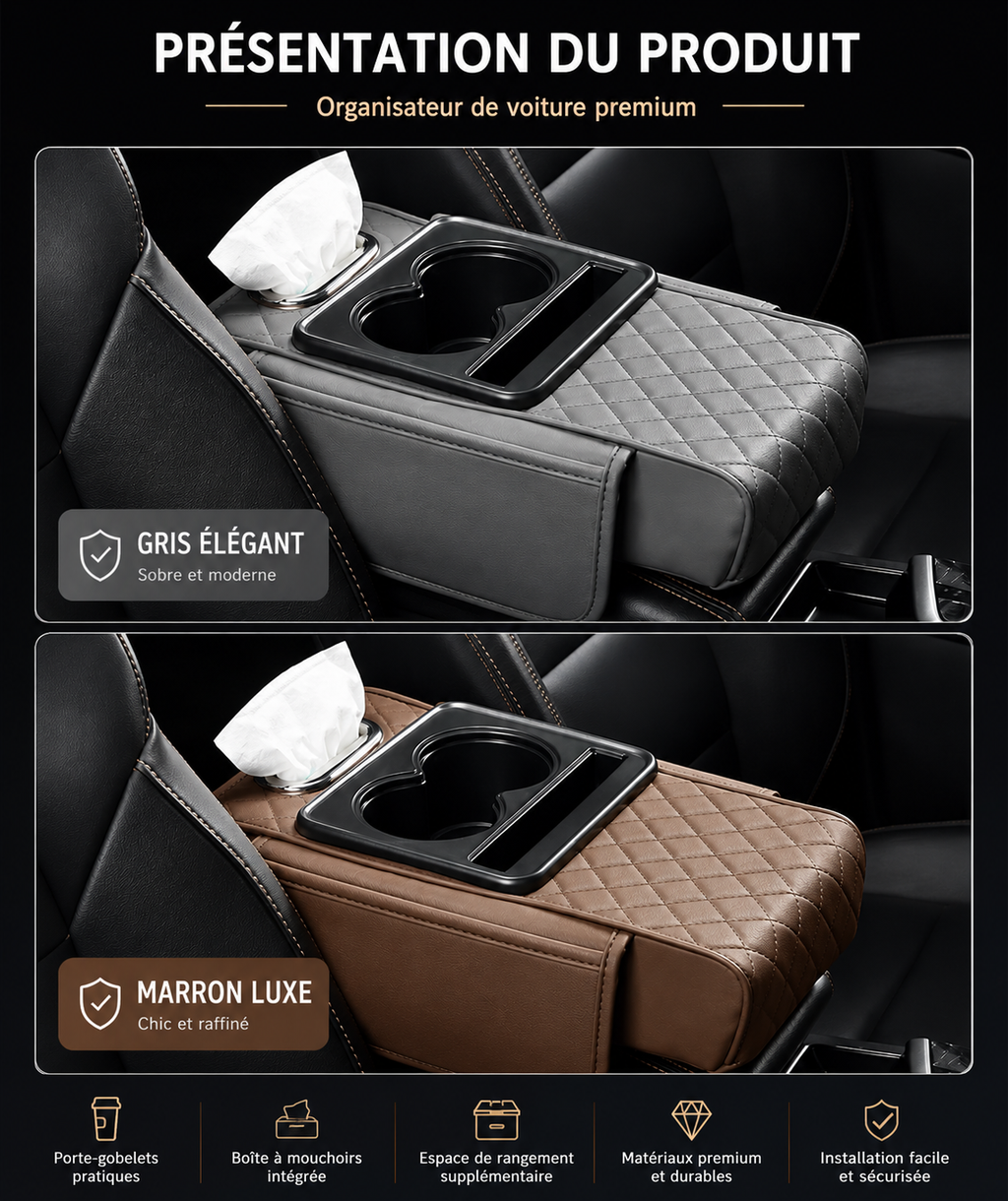 Rehausseur d’Accoudoir Premium 5 en 1 – Confort, Rangement et Élégance