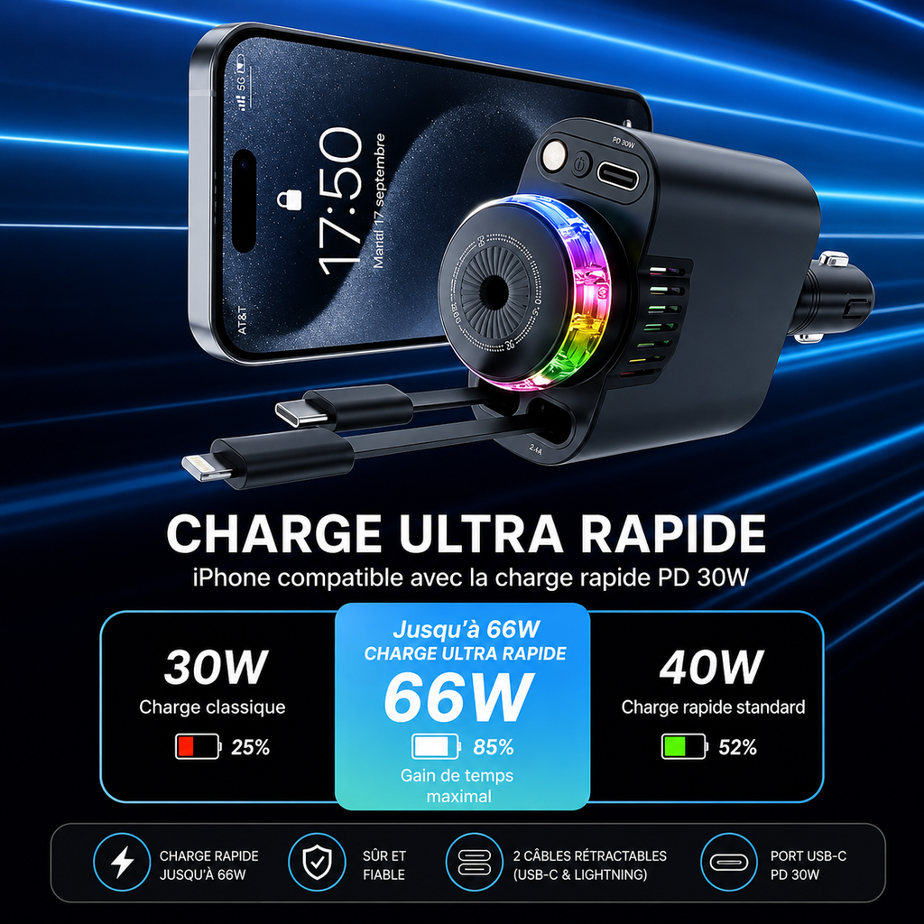 Diffuseur d’Arômes Lumineux & Chargeur Rapide 5-en-1