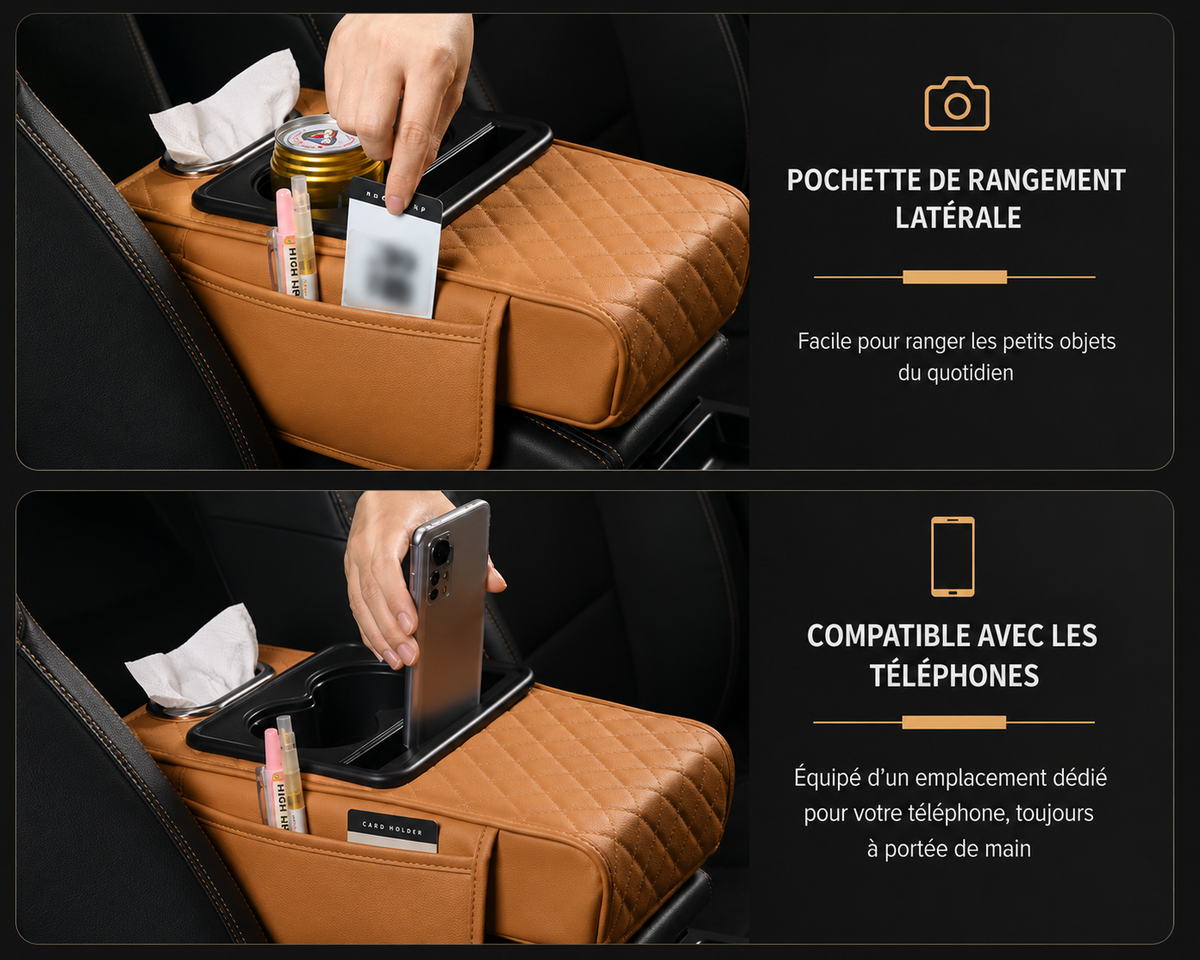 Rehausseur d’Accoudoir Premium 5 en 1 – Confort, Rangement et Élégance
