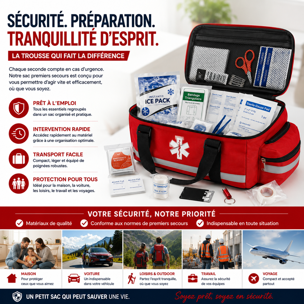 Kit de Premiers Secours Compact – La Sécurité Toujours à Portée de Main